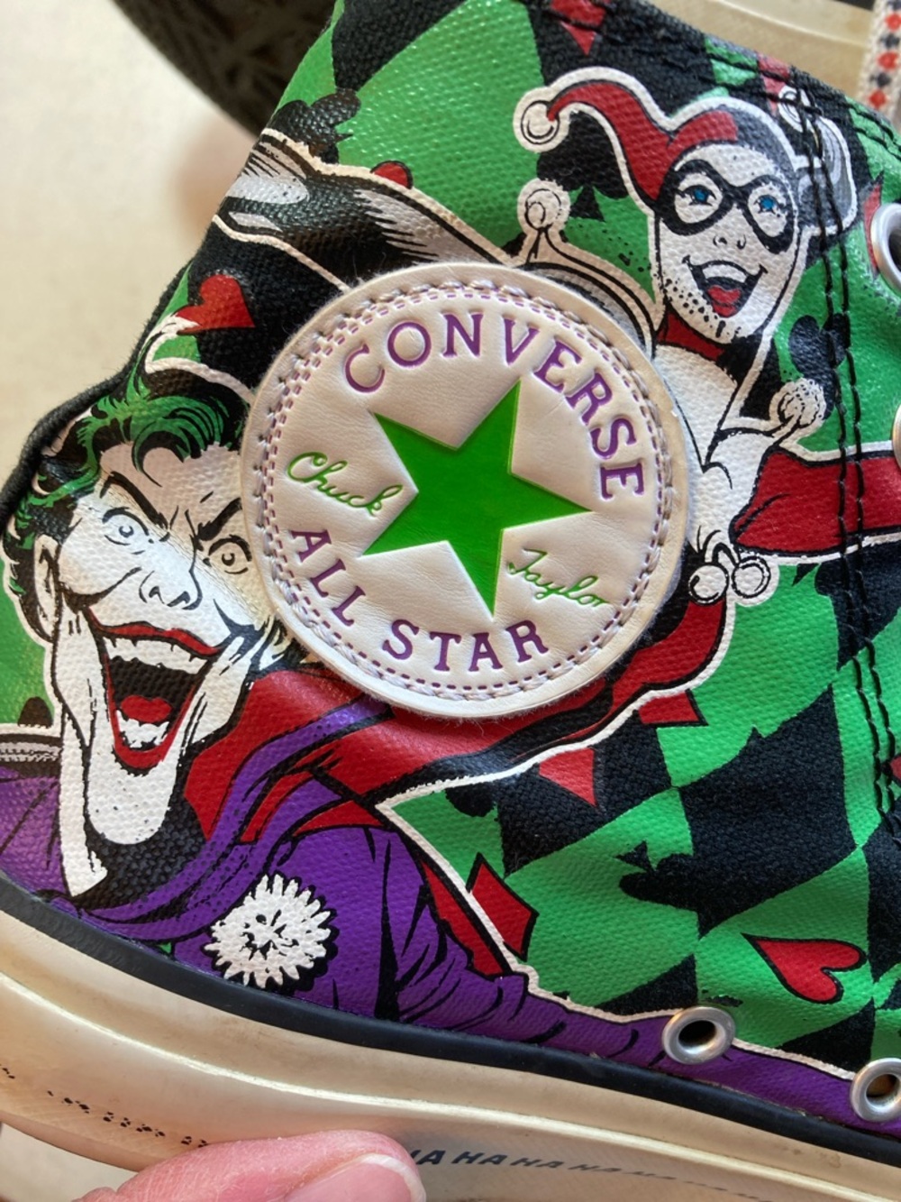 VTG Converse Joker Graphic High Top Sneakers - Green/Purple/Black/White - Picture 8 of 10